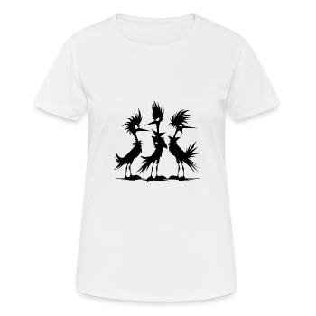 Groupe d’oiseaux drôle fou - T-shirt respirant Femme - blanc - Devant - AI Model Female 172 dark (172cm)