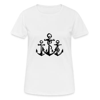 Nautische Anker Gruppe mit Tau um das Eisen - Frauen T-Shirt atmungsaktiv - Weiß - Vorne - AI Model Female 172 dark (172cm)