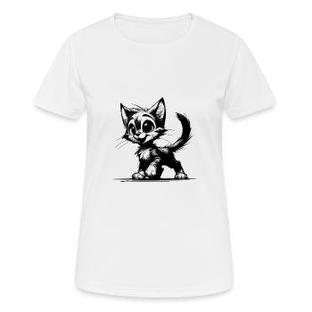 Sympathique Chats Souriants Maison Tigre Dessin - T-shirt respirant Femme - blanc - Devant - AI Model Female 172 dark (172cm)