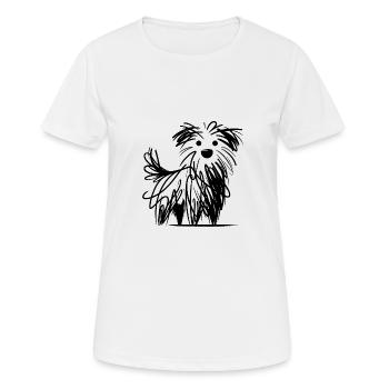 Verspielte Hundeskizze in Tinten Kritzellinien - Frauen T-Shirt atmungsaktiv - Weiß - Vorne - AI Model Female 172 dark (172cm)