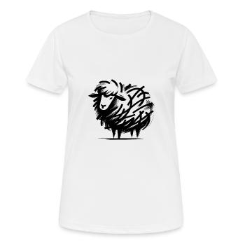Dessin de mouton ludique dessin animé dessin au trait - T-shirt respirant Femme - blanc - Devant - AI Model Female 172 dark (172cm)