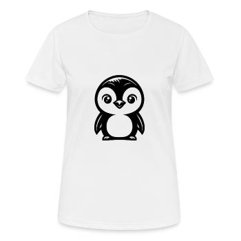 Knuffige Comic Pinguin Zeichnung - Frauen T-Shirt atmungsaktiv - Weiß - Vorne - AI Model Female 172 dark (172cm)