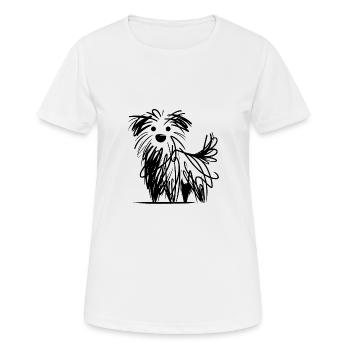Croquis de chien minimaliste aux lignes chaotiques - T-shirt respirant Femme - blanc - Devant - AI Model Female 172 dark (172cm)