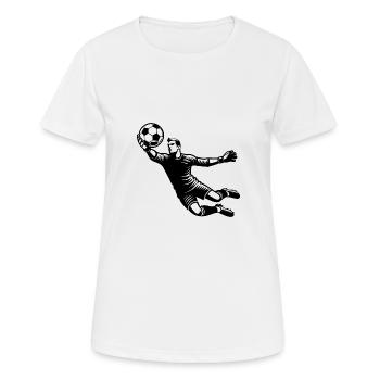 Torwart pariert spektakulären Schuss im Fußball - Frauen T-Shirt atmungsaktiv - Weiß - Vorne - AI Model Female 172 dark (172cm)