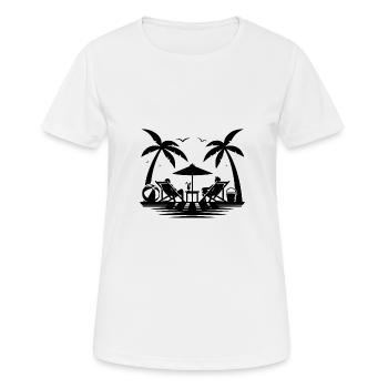 Envie de voyager pour la plage, les vacances et les palmiers au bord de la mer - T-shirt respirant Femme - blanc - Devant - AI Model Female 172 dark (172cm)
