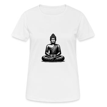 Yoga Buddha Erleuchtung Meditation Tattoo Style - Frauen T-Shirt atmungsaktiv - Weiß - Vorne - AI Model Female 172 dark (172cm)