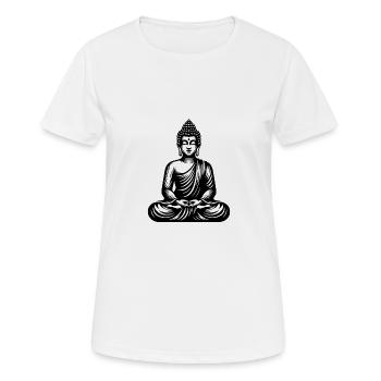 Yoga Buddha Stille und Gelassenheit in Klarheit - Frauen T-Shirt atmungsaktiv - Weiß - Vorne - AI Model Female 172 dark (172cm)
