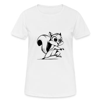 Kleines putziges Eichhörnchen Bleistift Zeichnung - Frauen T-Shirt atmungsaktiv - Weiß - Vorne - AI Model Female 172 dark (172cm)