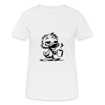 Putzige verschlafene Ente mit heissem Kaffee - Frauen T-Shirt atmungsaktiv - Weiß - Vorne - AI Model Female 172 dark (172cm)