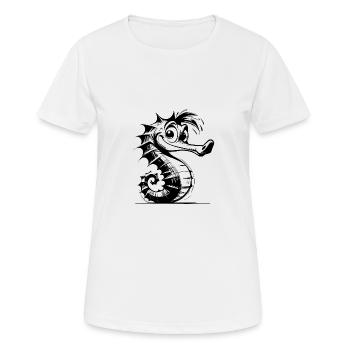 Clever Seahorse Kids Croquis au crayon - T-shirt respirant Femme - blanc - Devant - AI Model Female 172 dark (172cm)