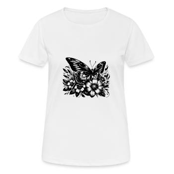 Papillon avec des fleurs florales élégance - T-shirt respirant Femme - blanc - Devant - AI Model Female 172 dark (172cm)