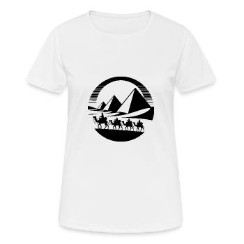 Caravane du désert avec des pyramides en arrière-plan - T-shirt respirant Femme - blanc - Devant - AI Model Female 172 dark (172cm)