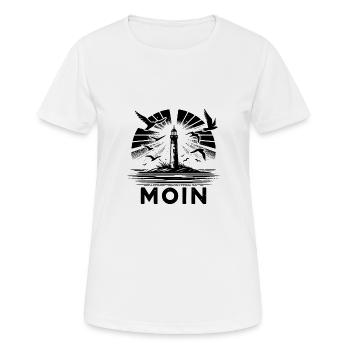 Leuchtturm Moin Küsten Szene mit Möven - Frauen T-Shirt atmungsaktiv - Weiß - Vorne - AI Model Female 172 dark (172cm)