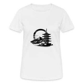 Japanischer Tempel mit harmonischer Landschaft - Frauen T-Shirt atmungsaktiv - Weiß - Vorne - AI Model Female 172 dark (172cm)