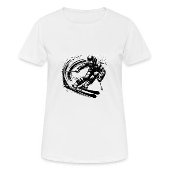 Cool extreme athlete on skis in motion - Women's Breathable T-Shirt - white - Front - AI Model Female 172 dark (172cm)