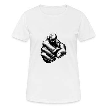 Classic Iconic Finger Pointing Hand Gesture - Women's Breathable T-Shirt - white - Front - AI Model Female 172 dark (172cm)