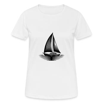 Segelboot in ruhiger See am Horizont - Frauen T-Shirt atmungsaktiv - Weiß - Vorne - AI Model Female 172 dark (172cm)