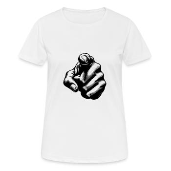 Handhaltung ikonischer Zeigefinger - Frauen T-Shirt atmungsaktiv - Weiß - Vorne - AI Model Female 172 dark (172cm)