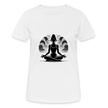 Yoga méditatif de la silhouette et spiritualité - T-shirt respirant Femme - blanc - Devant - AI Model Female 172 dark (172cm)
