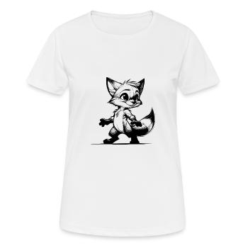Clever Fox Sly Fox Croquis de dessin - T-shirt respirant Femme - blanc - Devant - AI Model Female 172 dark (172cm)
