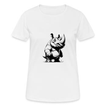 énorme rhinocéros souriant croquis dessin - T-shirt respirant Femme - blanc - Devant - AI Model Female 172 dark (172cm)