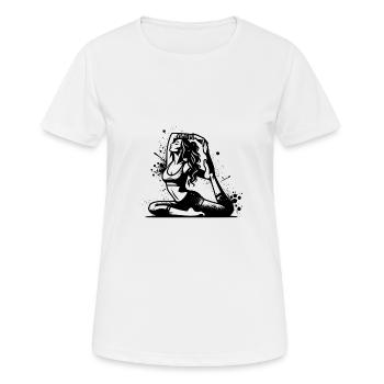 Yoga femme en exercice de concentration profonde - T-shirt respirant Femme - blanc - Devant - AI Model Female 172 dark (172cm)