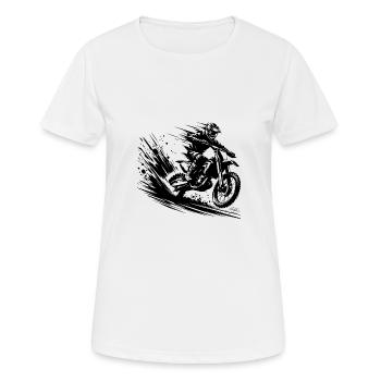 Motocross Dirtbike Sprung mit Staub und Dynamik - Frauen T-Shirt atmungsaktiv - Weiß - Vorne - AI Model Female 172 dark (172cm)