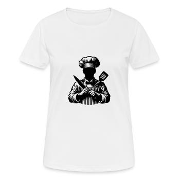 Hobbykoch und Küchenchef Silhouette Portrait - Frauen T-Shirt atmungsaktiv - Weiß - Vorne - AI Model Female 172 dark (172cm)