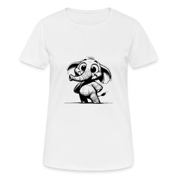 Bébé éléphant avec une énorme trompe et des yeux - T-shirt respirant Femme - blanc - Devant - AI Model Female 172 dark (172cm)