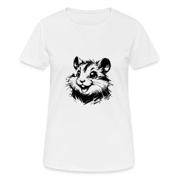 Tierisches Hamster Grinsen mit lebhaften Augen - Frauen T-Shirt atmungsaktiv - Weiß - Vorne - AI Model Female 172 dark (172cm)