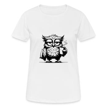 Verschlafene Weisheit – Eulen Edition mit Kissen - Frauen T-Shirt atmungsaktiv - Weiß - Vorne - AI Model Female 172 dark (172cm)