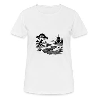 Motif de sable et inspiration jardin zen pagode - T-shirt respirant Femme - blanc - Devant - AI Model Female 172 dark (172cm)