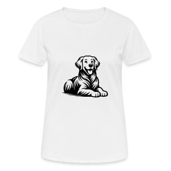 Knuffiges Golden Retriever Porträt - Frauen T-Shirt atmungsaktiv - Weiß - Vorne - AI Model Female 172 dark (172cm)