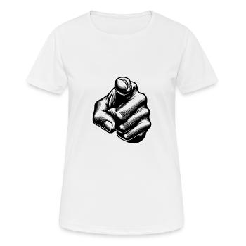 Hand mit Zeigefinger Fingerzeig Handgeste - Frauen T-Shirt atmungsaktiv - Weiß - Vorne - AI Model Female 172 dark (172cm)