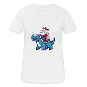 Dinosaurier stegosaurus Weihnachtsmann - Frauen T-Shirt atmungsaktiv - Weiß - Vorne - AI Model Female 172 dark (172cm)
