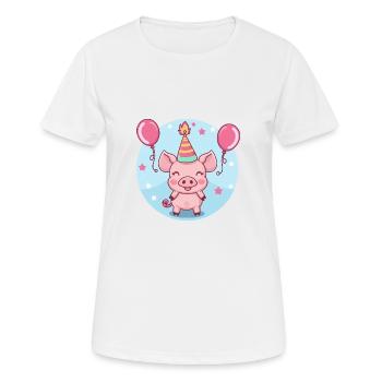 Cochon Anniversaire Bébé Sanglier - T-shirt respirant Femme - blanc - Devant - AI Model Female 172 dark (172cm)