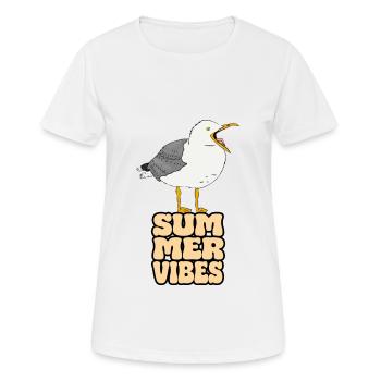 Möwe Summer Vibes - Frauen T-Shirt atmungsaktiv - Weiß - Vorne - AI Model Female 172 dark (172cm)