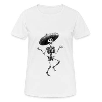 lustiges happy Skellet mit Sombrero Hut - Frauen T-Shirt atmungsaktiv - Weiß - Vorne - AI Model Female 172 dark (172cm)