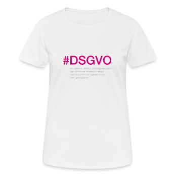 DSGVO - EU-Datenschutzgrundverordnung - Frauen T-Shirt atmungsaktiv - Weiß - Vorne - AI Model Female 172 dark (172cm)