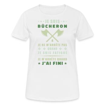 Je suis bûcheron - T-shirt respirant Femme - blanc - Devant - AI Model Female 172 dark (172cm)