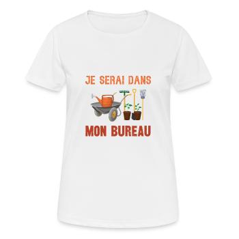 je serai dans mon bureau - T-shirt respirant Femme - blanc - Devant - AI Model Female 172 dark (172cm)