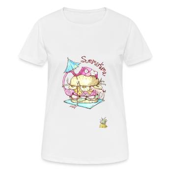 Flamingo Burger - Été - T-shirt respirant Femme - blanc - Devant - AI Model Female 172 dark (172cm)