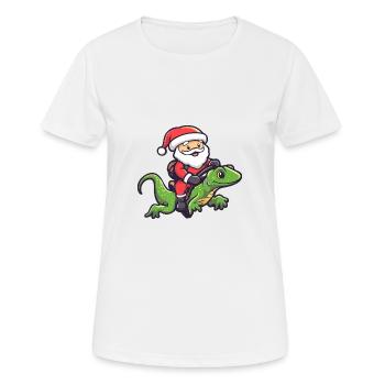 Echse Weihnachtsmann - Frauen T-Shirt atmungsaktiv - Weiß - Vorne - AI Model Female 172 dark (172cm)