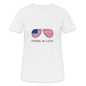 Made in USA America Stars and Stripes Sunglasses - Women's Breathable T-Shirt - white - Front - AI Model Female 172 dark (172cm)