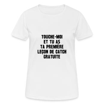 leçon de catch gratuite - T-shirt respirant Femme - blanc - Devant - AI Model Female 172 dark (172cm)