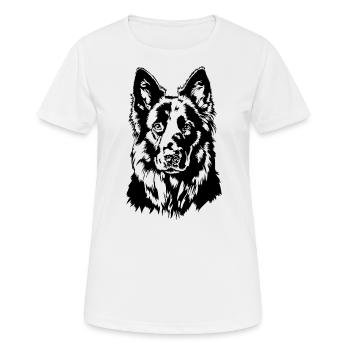 Deutscher Schwarzer Schäferhund Portrait Wilsigns - Frauen T-Shirt atmungsaktiv - Weiß - Vorne - AI Model Female 172 dark (172cm)