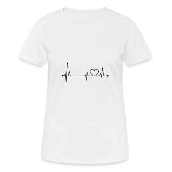 Herzlinie / Herzschlag mit Herzsymbol - Frauen T-Shirt atmungsaktiv - Weiß - Vorne - AI Model Female 172 dark (172cm)