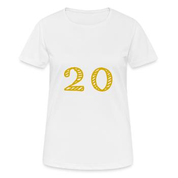 20 ANS. 20e ANNIVERSAIRE. ANNIVERSAIRE 20 ANS. 20 - T-shirt respirant Femme - blanc - Devant - AI Model Female 172 dark (172cm)