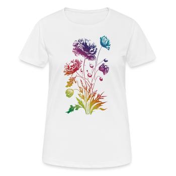 Mohnblume, Mohn, Klatschmohn, Blume, Garten, Natur - Frauen T-Shirt atmungsaktiv - Weiß - Vorne - AI Model Female 172 dark (172cm)