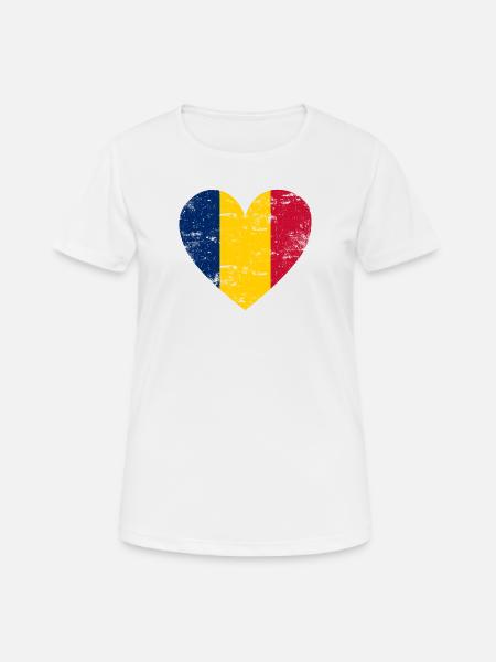 Tschad Flaggenherz - Frauen T-Shirt atmungsaktiv - Weiß